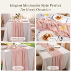 Goodluck 6 Pack 10Ft Dusty Pink Cheesecloth Table Runner 35x120 Inch Boho Gauze Table Runner for Wedding Reception, Bridal Shower, Birthday Party, Rustic Decor, Tables, Chairs & Wedding Arches - Image 5