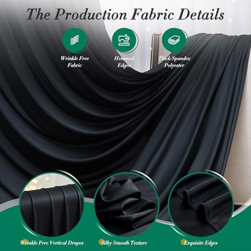 40 ft x 8 ft Black Backdrop Curtain for Parties, 8 Panels 5 ft x 8 ft Wrinkle Free Polyester Photo Black Backdrop Drapesfor Graduations Birthday Wedding Party Stage Curtains Home Decoration Supplies - Image 4
