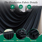 10 ft x 7 ft Wrinkle Free Black Backdrop Curtain for Parties, Polyester Black Photo Backdrop Drapes for Graduation Birthday Wedding Party Stage Curtains, Background Curtains for Backdrop Stand - Image 4