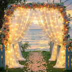 Wish Care 20x10FT Cream Wrinkle Free Backdrop Curtains with Lights String for Parties - Photo Curtain Backdrop with Lights for Wedding Decorations, Bridal Baby Shower Birthday Party Photography - Image 7