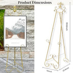 60” H Gold Easel Stand for Sign Large Adjustable Metal - Image 3