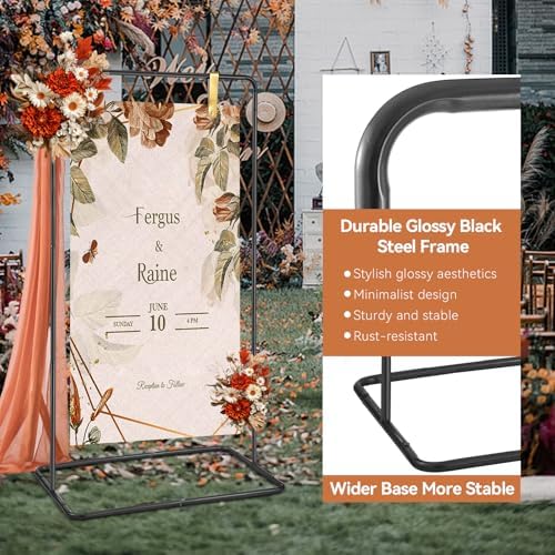 Wedding Welcome Sign Heavy Duty Black Easel Stand With 4 Leather Strap - Image 4