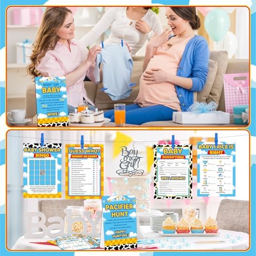 327 Pcs Cartoon Story Baby Shower Game Supply for Girl or Boy Include 200 Activity Card 25 Pencil 1 Don't Say Baby Sign 50 Clothespin 1 Pacifier Hunt Sign 50 Pacifier for Price Is Right Party Decor - Image 6