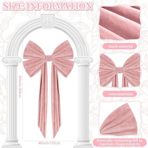 40 x 80 Inch Extra Large Rose Gold Velvet Bow for Backdrop, Xmas Tree - Image 2