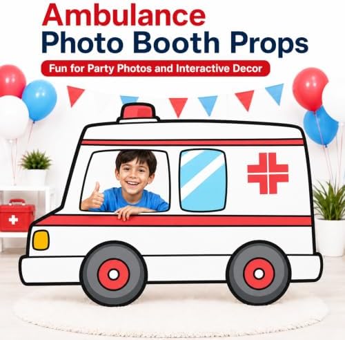 4.3ft Ambulance Cardboard Cutout Photo Booth Props Large Cardboard Plastic Standup Medical Theme Party Decorations for Nurse Appreciation Week Nursing School Graduation Doctor Retirement Events - Image 4