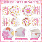 450 Pcs Tableware Set, Serve 50, Colorful, Groovy Daisy Flower - Image 2