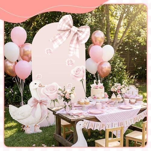 Novabright 2 Pcs One Silly Goose Party Decoration Pink Bow 5ft/2.5ft - Image 5