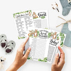 Hadley Designs 25 Woodland Word Scramble for Baby Shower, 25 True Or False Game, 25 Trivia Game, 25 Find The Guest - 4 Double Sided Cards Baby Shower Ideas, Gender Reveal Games Baby Shower Games - Image 2