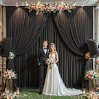 16ftx10ft Wrinkle Free Black Backdrop Curtain - 10 Feet Photography Backdrop Drapes, Silky Polyester Back Drop Cloth for Wedding Baby Shower Balloon Arch Background - Image 4