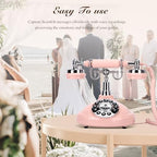 Wedding Phone Guest Book,Audio Guestbook,Vintage Wedding Guestbook Alternative,Audio Phone Guest Book for Wedding Baby Shower Retirement Graduation Birthday Party & More! (Pink) - Image 4