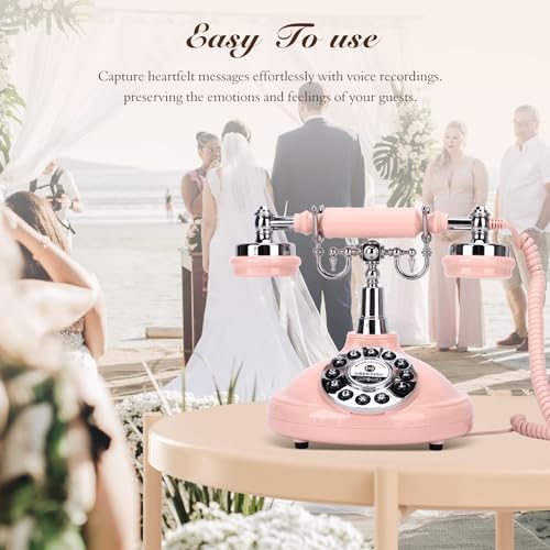 Wedding Phone Guest Book,Audio Guestbook,Vintage Wedding Guestbook Alternative,Audio Phone Guest Book for Wedding Baby Shower Retirement Graduation Birthday Party & More! (Pink) - Image 4