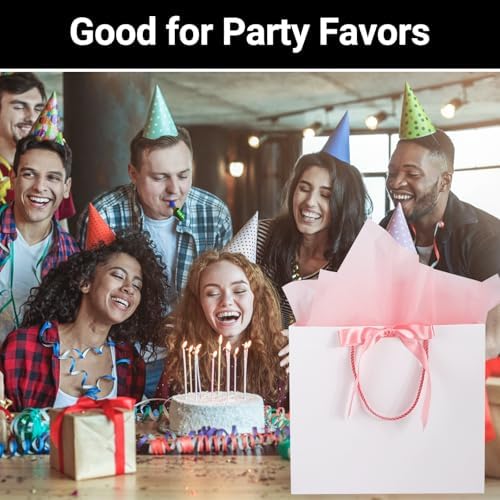EUSOAR White Paper Bags, 50pcs 12.5"x4.5"x11" Heavy Duty Gift Paper Bags with Bow Ribbon Handle, Shopping Thank You Gift Treat Party Favor Paper Bags Bulk for Wedding Baby Shower Guests Bridal - Image 5