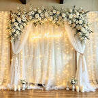 10x10ft White Backdrop Curtain with Lights String for Parites, Sheer Curtain Tulle Photo Backdrop Drapes for Wedding Baby Shower Bridal Shower Birthday Photography Background Decoration - Image 4
