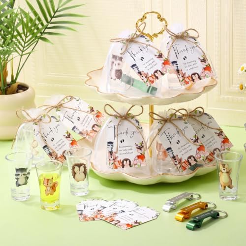 50 Sets Baby Shower Favors Shot Glasses Keychain Gifts, Woodland, Mixed - Image 5
