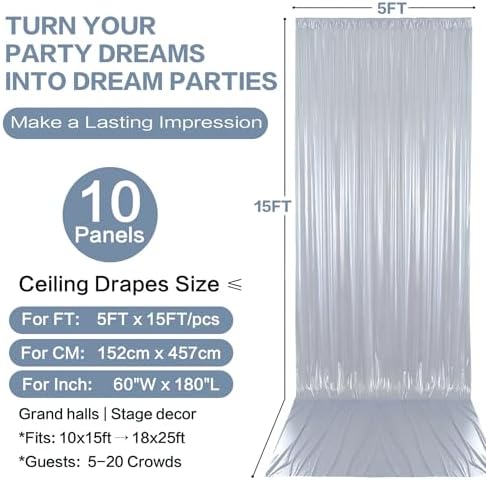 50x15FT Silver Sequin Backdrop Curtain Double Sided - Image 6