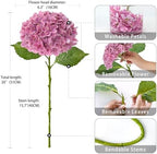 ZYTUYO 4Pcs 20" Real Touch Hydrangea Artificial Flowers Dark Pink Lifelike Fake Latex Hydrangeas for Baby Shower Party Wedding Flower Arrangement Indoor Home Office Xmas Table Decoration - Image 6