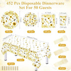 LemonRoad 452 Pcs 50 Guests Bee Paper Plates Cups Napkins Party Supplies Tablecloth Cutlery Straws Disposable Tableware Set for What Will Baby Bee Gender Reveal First Birthday Bridal Shower Decoration - Image 3