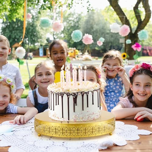 Wenqik Gold Metal Cake Stand 14 Inch with Cutting & Spatula - Image 6