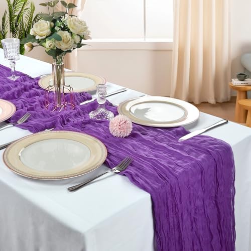 12 Pack 10Ft Dark Purple Cheesecloth Table Runner 23 x 120 Inch - Image 2