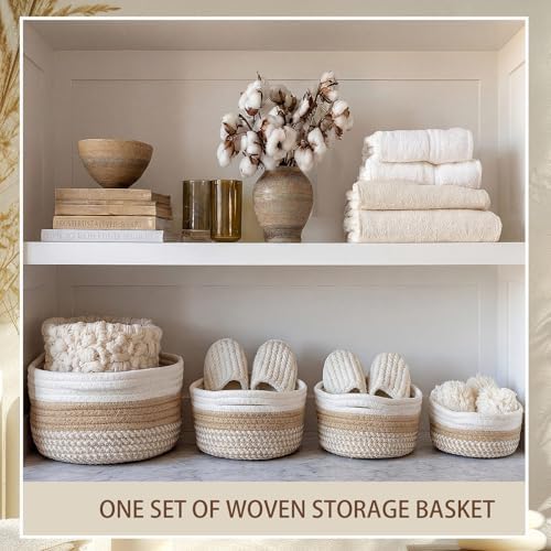 LemonRoad Set of 6 Cotton Rope Storage Baskets for Shelves (3 Sizes) - Image 6
