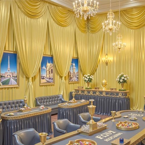 20ft x 10ft Gold Sequin Backdrop Curtains for Party Wedding Shimmer Curtain Backdrop Prom Sparkly Glitter Fabric Photo Backdrop Drapes for Birthday Party Photography Baby Shower 5x10FT, 4 Panels - Image 3