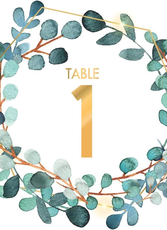 Eucalyptus Table Cards Number 1-50 Double Sided For Wedding Reception Event Party Baby Shower Birthday 4x6, AT-TABLE-CARD-838 by Unknown