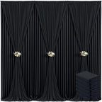 6 Panels Black Backdrop Curtain for Parties Black Wrinkle Free 30ft x 10ft Backdrop Drapes for Birthday Party Wedding Photo Photography Polyester Fabric Background Decoration by Suppromo