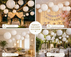White Paper Lanterns Decoration Set of 25 – Hanging Chinese Lanterns for Wedding, Birthday, Baby Shower, Bridal Shower, Christmas, Party & Home Decor – 6, 8, 10, 12 & 14 Inch Combo Pack - Image 4