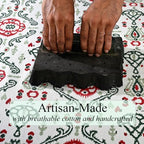 Ridhi Evergreen Ikat and Red Hand Block Print Cotton Rectangle Tablecloth 54x54 inch Reusable Table Cover Decorative Everyday Use for Dining Room, Farmhouse, Home Gift for Spring, Summer - Image 3