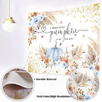 Mocsicka Pumpkin Backdrop for Girl Boy Autumn Fall Baby Shower Party Decorations Boho Blush Floral A Little Pumpkin is On The Way Baby Shower Cake Table Banner (Blue, 10x8ft(120''x96'')) - Image 6