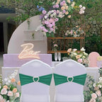 Dark Green Chair Sashes 100 Pack Spandex Green Chair Sashes Bows with Heart Buckle Slider for Wedding Banquet Party Decorations - Image 7