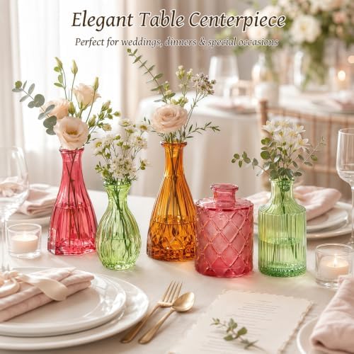 TBWIND 12 Pcs Colorful Glass Bud Vase Set - Image 3