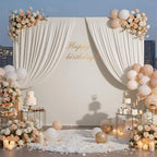 30×10ft Beige Backdrop Curtain for Weeding Parties, Wrinkle-Free Fabric Drape for Baby Shower, Birthday Party Decorations, Photography Photo Booth Background, 3 Panels 10×10ft, with Rod Pocket - Image 2