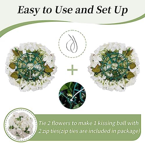 BLOSMON Artificial Flower Balls Wedding Centerpieces 10 Pcs 14.2" Large White Fake Flowers Rose Hydrangea Ball Arrangement Center Pieces for Table Silk Floral Bouquet for Wedding Party Home Decor - Image 4
