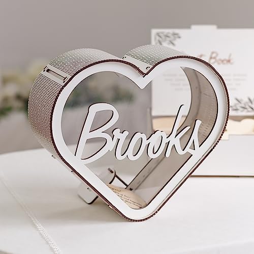 Personalized Wedding Guest Book Alternative - Rustic Wedding Decorations for Reception Inside Outside Wooden Wedding Keepsake Box - 2B1 Wedding Heart Guest Book Drop Box for Bridal Baby Shower Party - Image 3