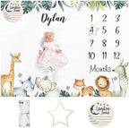 Personalized Baby Milestone Blanket for Boys Girls Baby Month Blanket- First Year Calendar Monthly Growth Chart - Animal Print Halloween Birthday Gifts for Infant Todder(FixedSize) by Dyoart