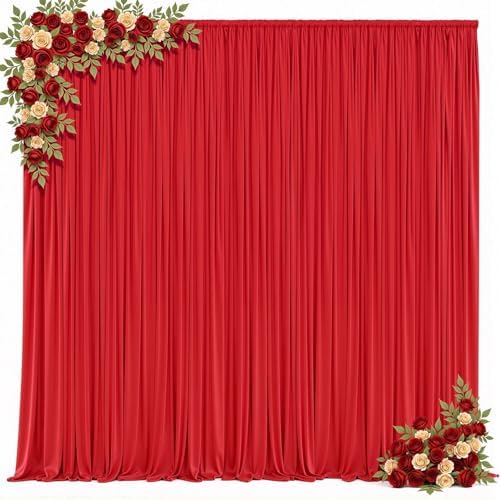 20x10ft Red Backdrop Curtain for Parties Wrinkle Free Fabric Backdrop Curtain Birthday Party Photo Backdrop Drapes for Wedding Baby Shower Bridal Shower Photography Back Drop 4 Panels 5x10FT - Image 2
