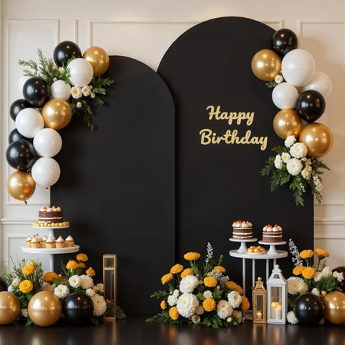 Black Red Arch Cover 7.2FT 6FT Wedding Arch Backdrop Covers Set of 2 Stretchy Spandex Balloon Arch Backdrop for Graduation Baby Bridal Shower Birthday Party Decor Anniversary Banquet Photo Background - Image 5
