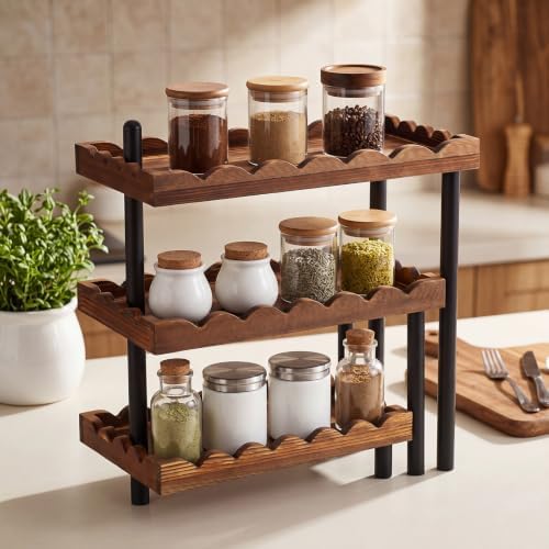 3 Tier Serving Tray & Wood Display Risers for Party,Rotatable Cupcake Stand - Image 6