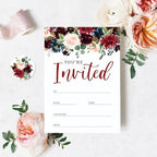 Whaline 25 Sets Flower Invitations with Envelopes Stickers Watercolor Floral Leaves Invitation Cards Blank Invites for Wedding Bridal Baby Shower Birthday Dinner Party, 5 x 7 Inch (Pack of 4) - Image 5