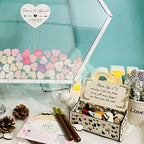 Personalized Wedding Guest Book Alternative Hexagon Frame Wooden Hearts - Image 4