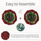 Burgundy Flowers Balls for Centerpieces: 15.7in Diam, Set of 6 - Image 6