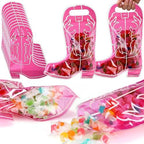 Qinyoung 50 Pcs Cowboy Boots Gift Bags Plastic Western Theme Party Goodie Bags with Handles Resealable Wild West Plastic Pouches for Rodeo Cowgirl Birthday Baby Shower Bachelorette Gifts(Pink) by Qinyoung