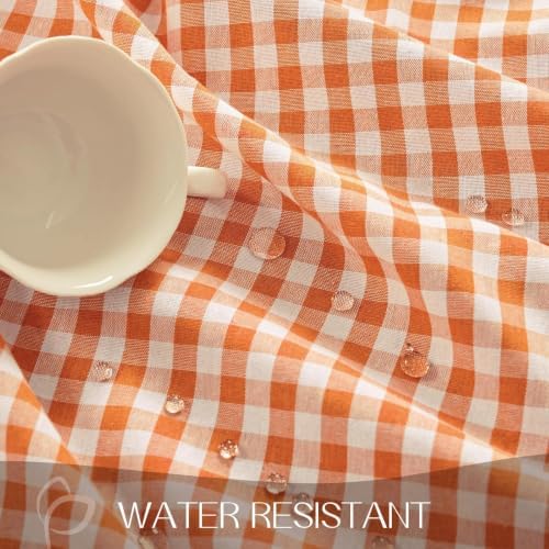 Romanstile Fall Gingham Ruffled Tablecloth Rectangle, 60 x 102 Inch Orange - Image 3