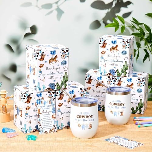 Hoolerry 6 Set Baby Shower Cups, 12oz Stainless Steel Tumbler, Cowboy - Image 5