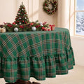 Romanstile Christmas Plaid Ruffled Round Tablecloth, 70 Inch Green by Romanstile