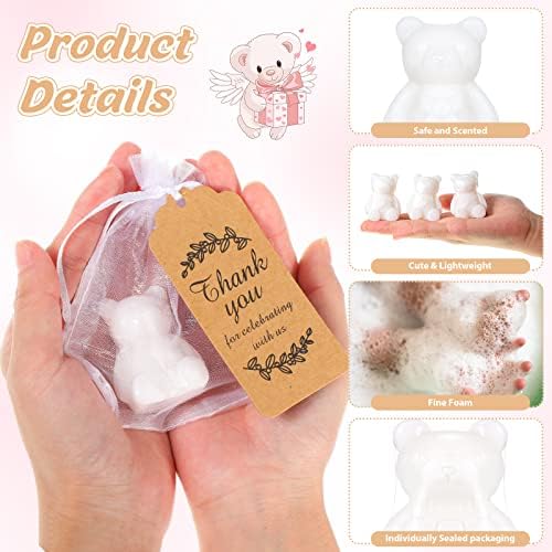 Geosar 50 Pack Wedding Gifts Bear Baby Shower Favors Bulk Bear Soap Gift Thank You Cards and Packaging Bags Birthday Party Favors for Guests Adults - Image 3