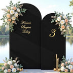 Black Photo Arch Backdrop Cover Set of 2 Spandex 7.2 and 6ft Black Arch Covers Stretchy Backdrop Party Arch Stand Covers for Birthday Baby Shower Wedding Bridal Shower Banquet Background Decorations by Suppromo