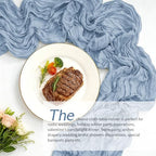 20 Pack Dusty Blue Cheesecloth Table Runner, 17x108 Inch Semi Sheer Boho Gauze Cheese Cloth Fabric Table Runners for Wedding Party Baby Shower Birthday Garden Farmhouse Table Decor - Image 7