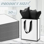 Yeaqee 50 Pcs Metallic Paepr Gift Bags Bulk with Handles,White Black - Image 2